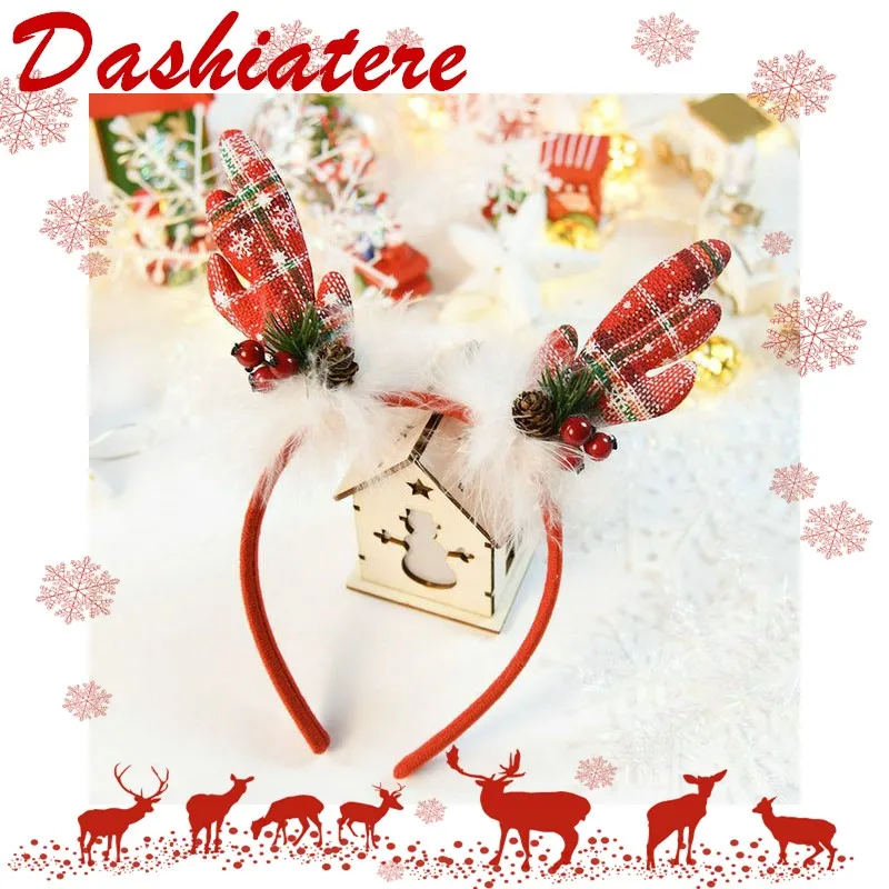 Рождественская повязка на голову для девочек детская ягоды Сосновая конусная