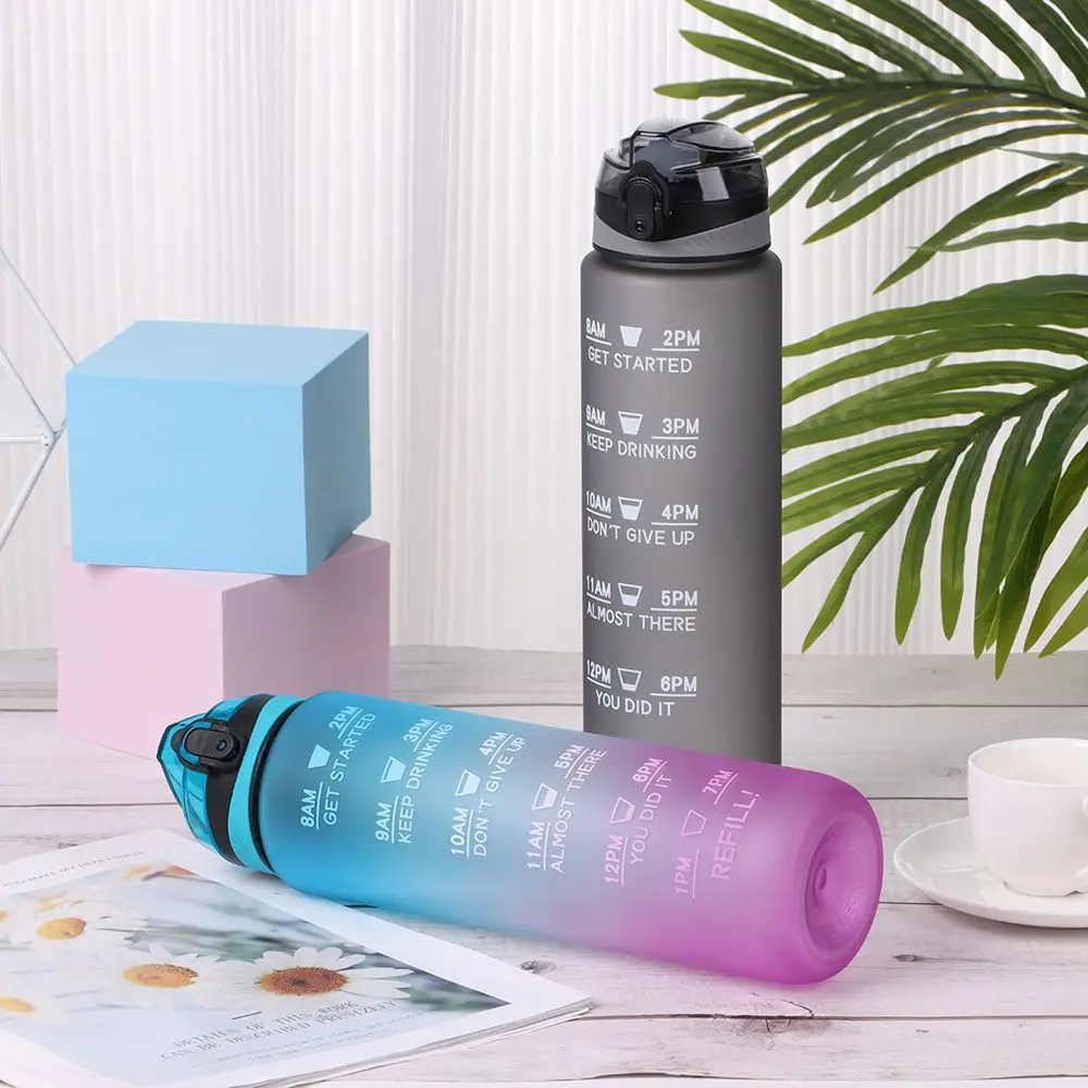 Герметичные многоразовые бутылки для воды с маркером времени 1000 мл | Спорт и