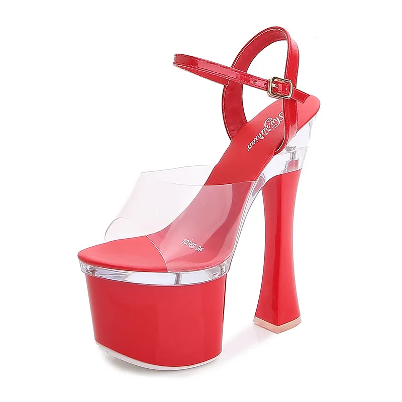 

MCLUBGIRL 2021 Spring Club Transparent Heel 17cm Chunky Heel Summer Women's Waterproof Platform Sexy Fairy Sandals LFD-10361-24