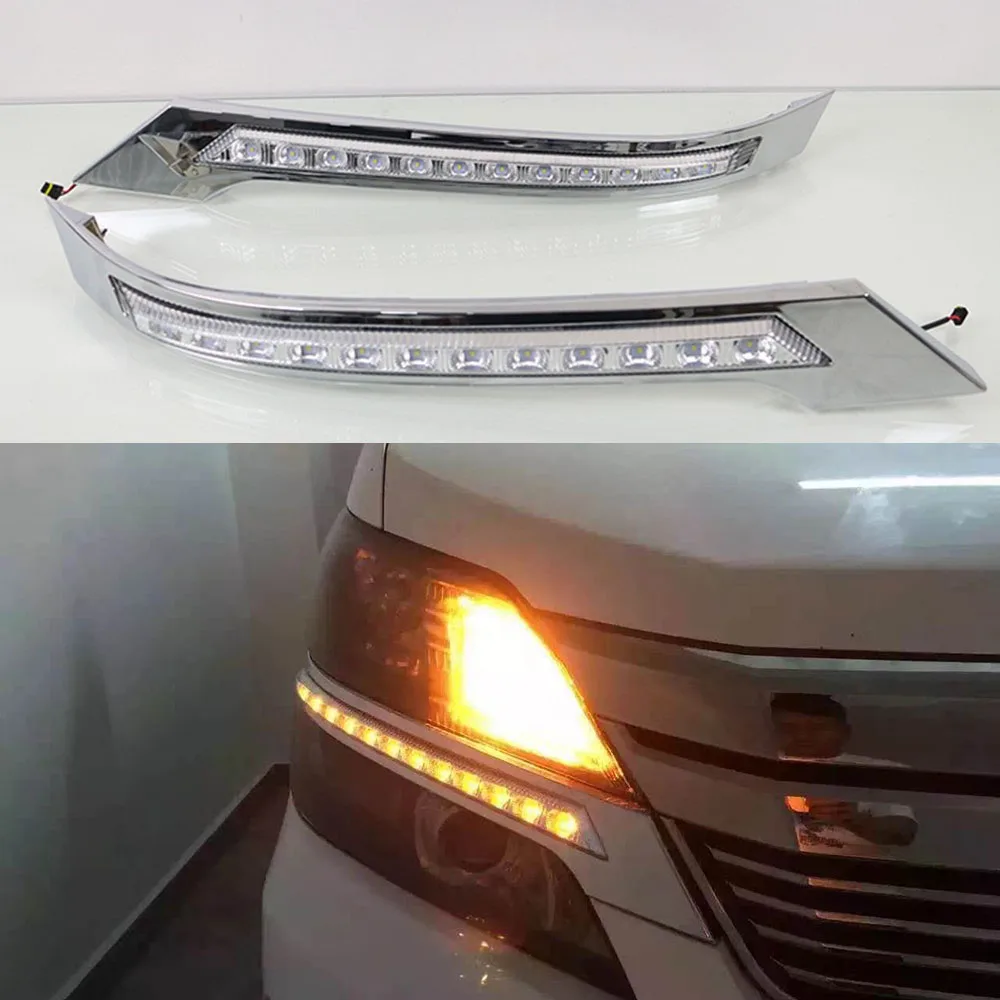 Мигающий автомобиль 2 шт. DRL для Toyota Vellfire 2008 2009 2010 2011 LED дневные ходовые огни