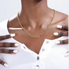 Бесплатная доставка, ожерелье с подвеской золотого цвета, 3 мм, кулоны, индивидуальная именная табличка для женщин, подарки ручной работы