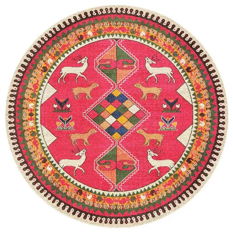 

Nordic retro bohemian beautiful art non-slip circular rug floor mat bedroom living room home decoration