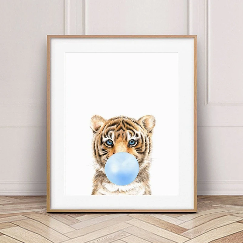 Дикие животные дующие Пузырьковые резинки настенная живопись холст Лев Зебра