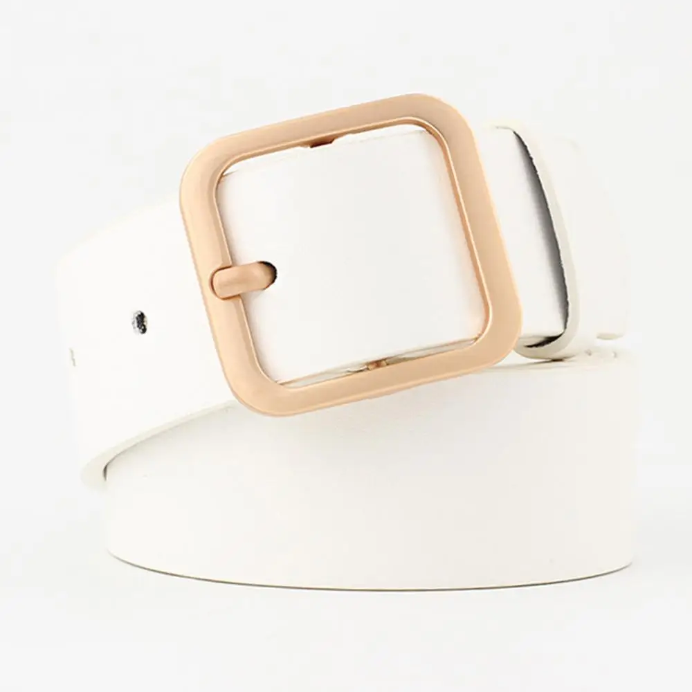 GoldBuckle White AKTRIS Женская универсальная качественная Пряжка из сплава для ремней из искусственной кожи металлический Дамский Повседневный ремень для женщин джинсы 3,3 см Ширина LDWJ001 - Цвет: GoldBuckle White