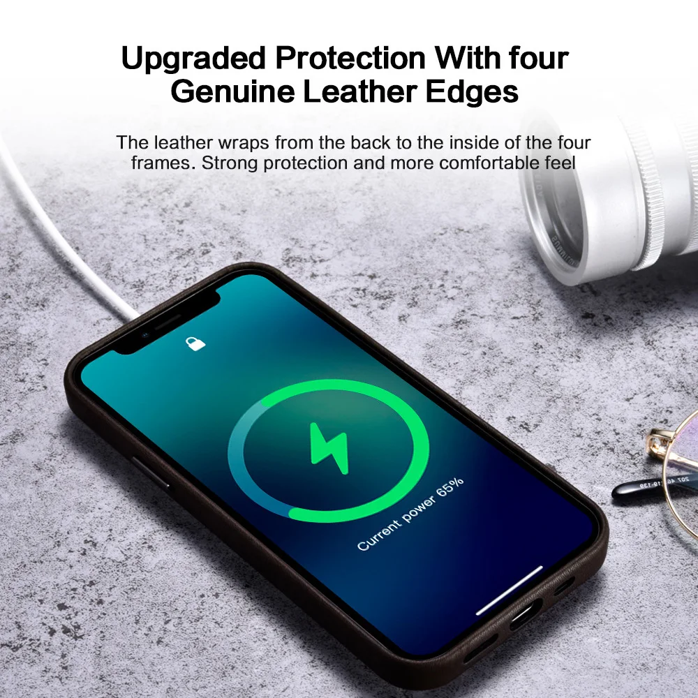 

Retro Magnet Genuine Leather Case for iPhone 12 Pro Max 12Pro mini Magnetic Fashion Business Natural Cowhide Phone Case Cover