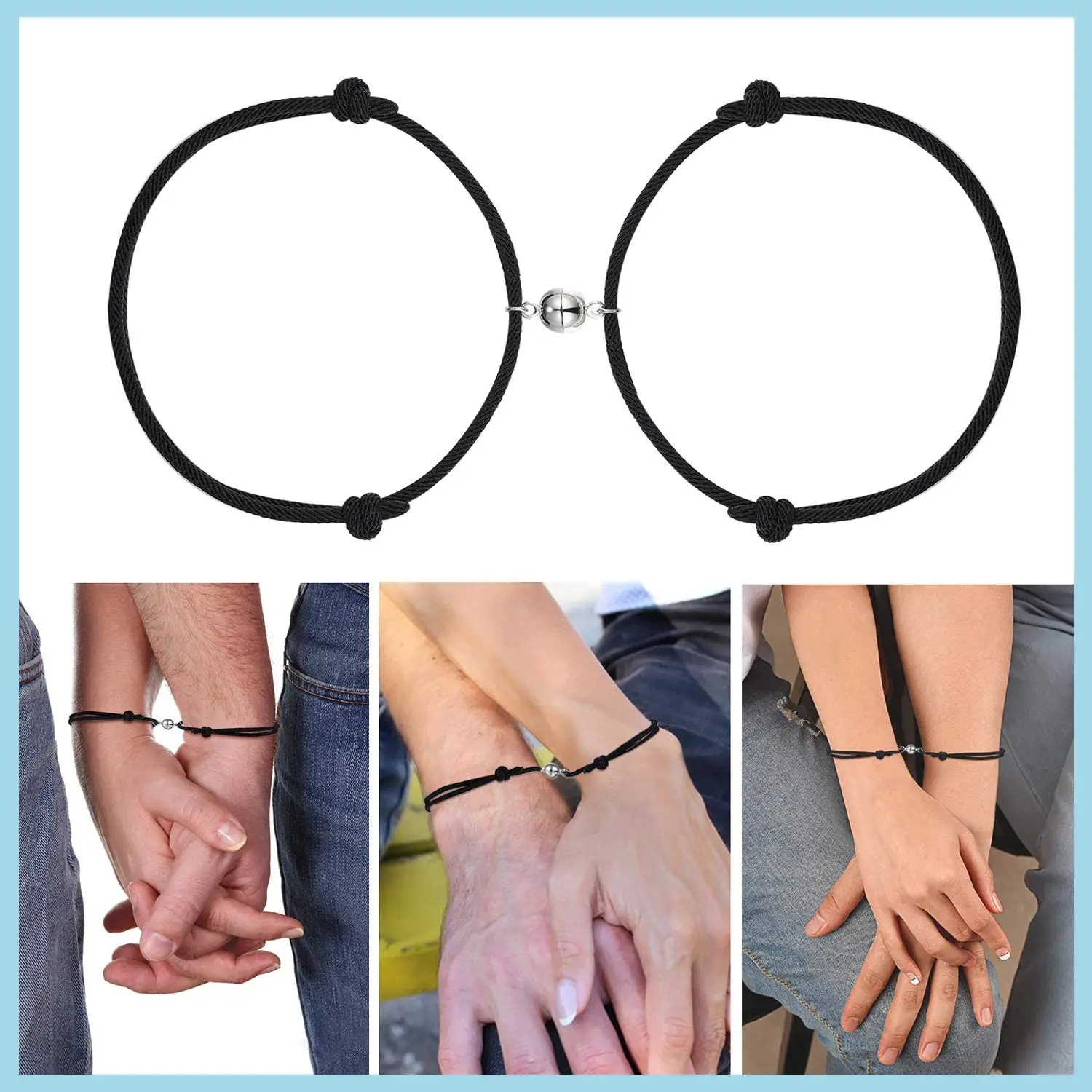 

2Pcs Couple Bracelet Love Friendship Rope Braided Distance Magnetic Bracelets Paired Jewelry Lover Women Men Charm Bracelet