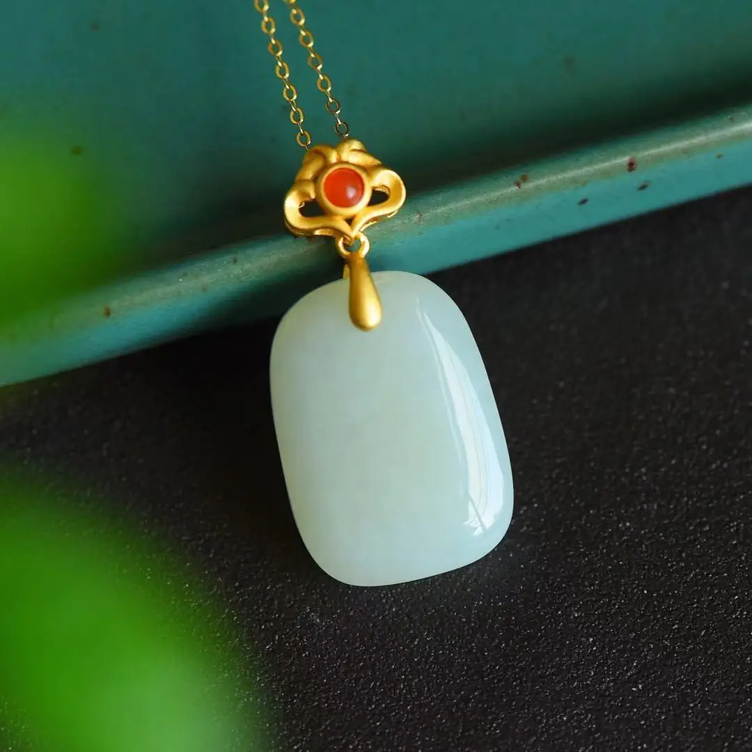 

Подвеска из натурального серебра 925 пробы с инкрустацией Hetian Jade Peace