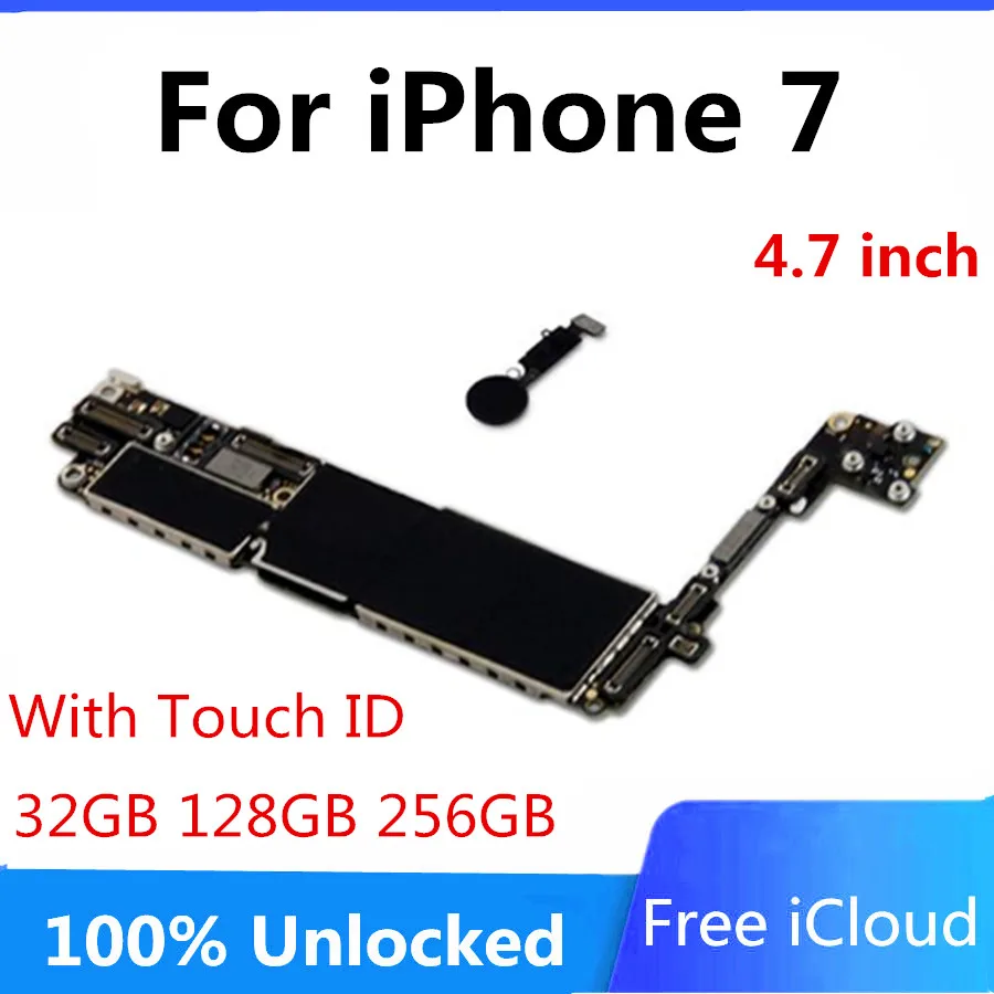 Для iphone 7 Logic Boards 100% разблокированная материнская плата для с сенсорным ID черным