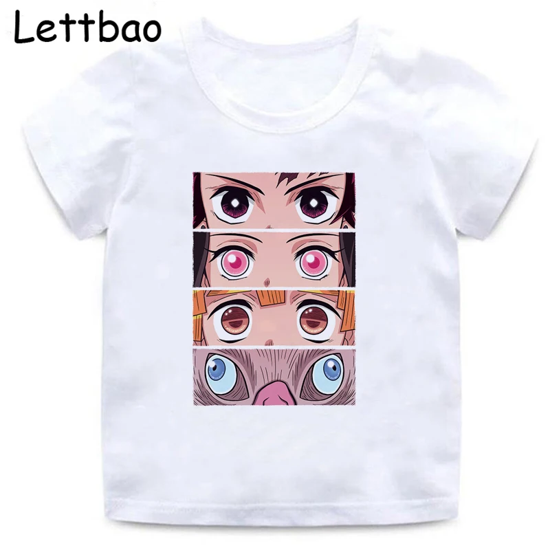 Аниме Kimetsu без Yaiba демон убийца принт детская футболка Забавный дизайн с
