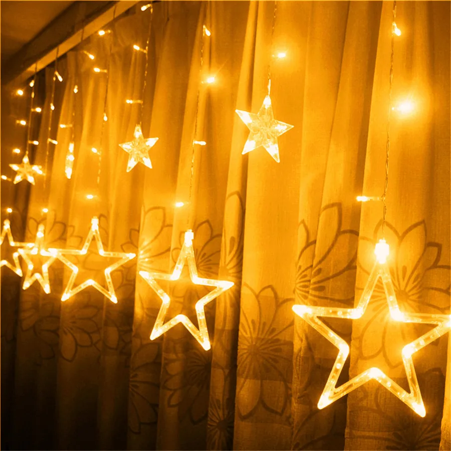Yellow Светодиодный светильник для занавесок 3M 96 Светодиодный s Star String Fariy светильник s 8 режимов Рождественский светильник для праздника свадебные/вечерние/занавески/садовые декорации - Испускаемый цвет: Yellow