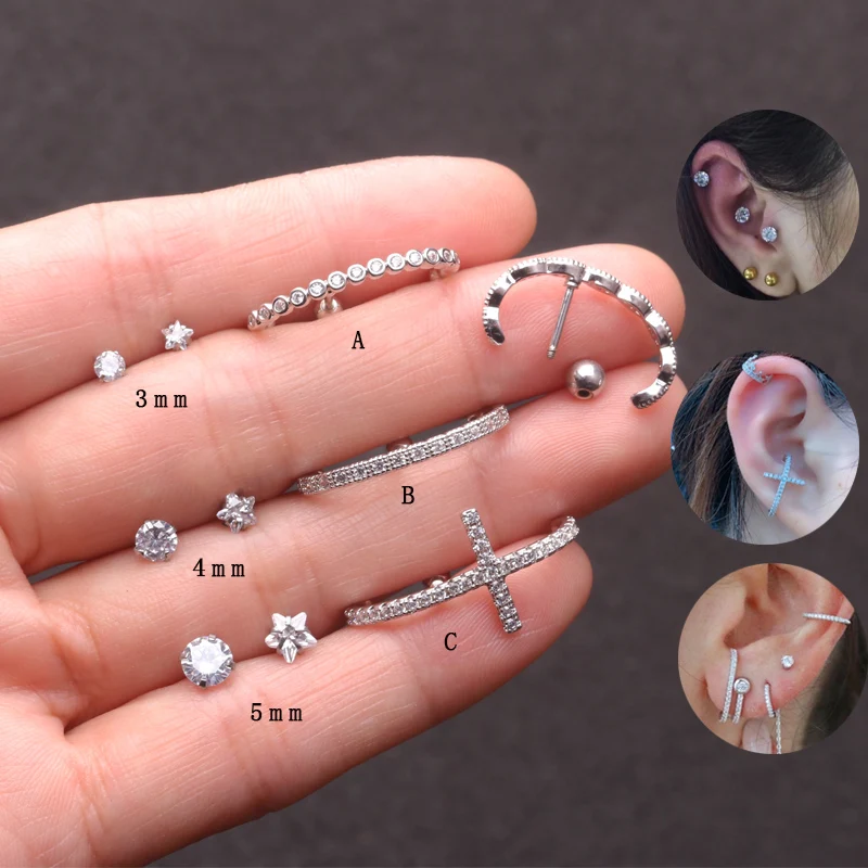 Женские сережки-гвоздики Sellsets 1 шт. серьги-гвоздики из фианита с