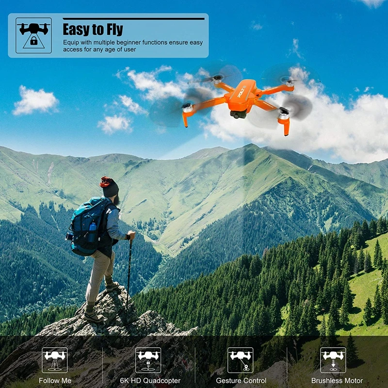 JJRC-Dron X17 5G con WiFi, cuadric&oacute;ptero plegable con c&aacute;mara HD 6K, 2 ejes, card&aacute;n, GPS, posicionamiento de flujo &oacute;ptico, Motor sin escobillas, juguete RTF-3