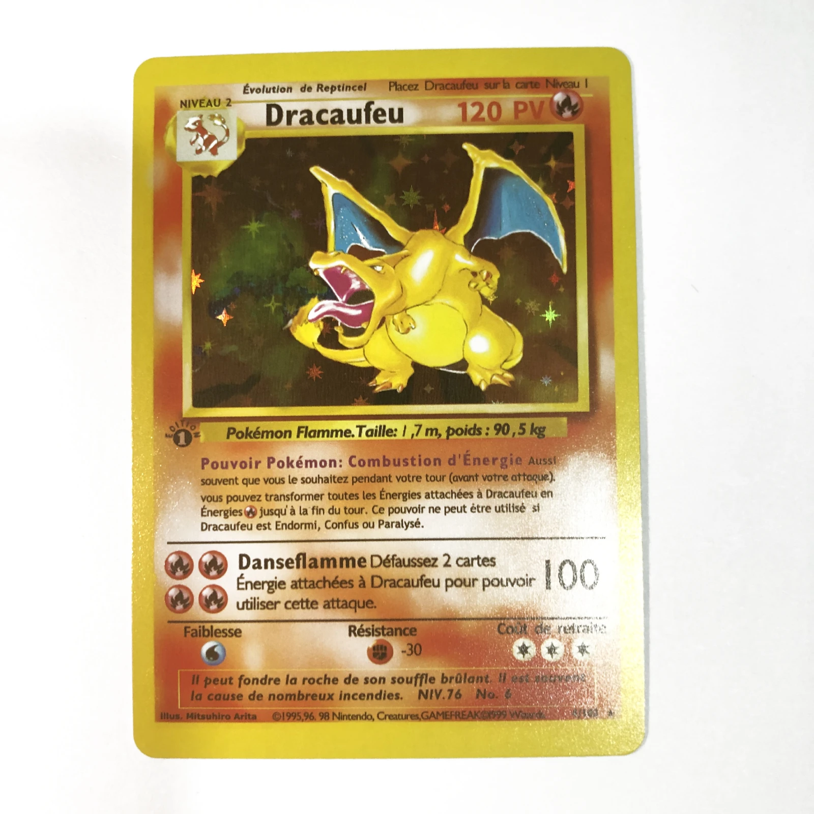 Покемон французская карта первое издание 1996 лет сделай сам флэш-карты Charizard blastise