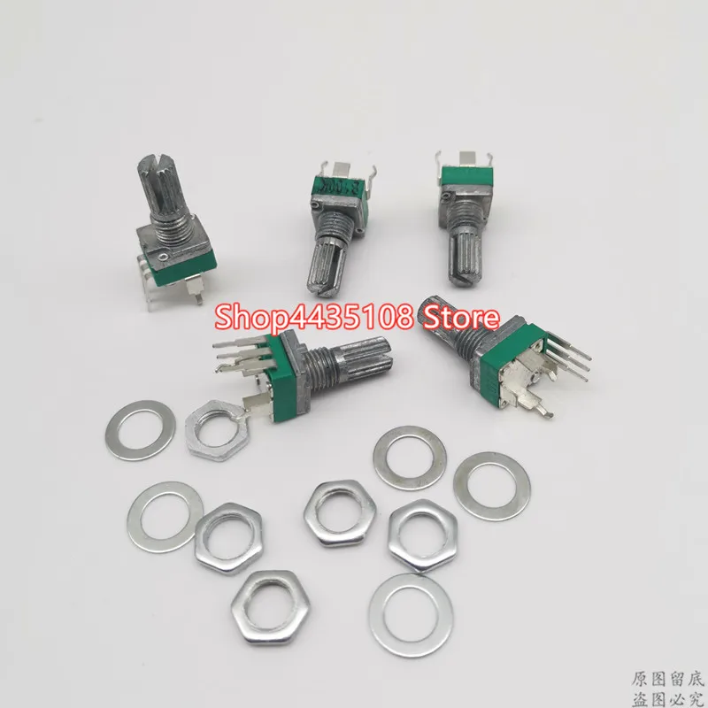 

5pcs/lot sealed 3-pin RK097N single vertical potentiometer A10K A20K A50K A100K-A1M handle 15MM flower