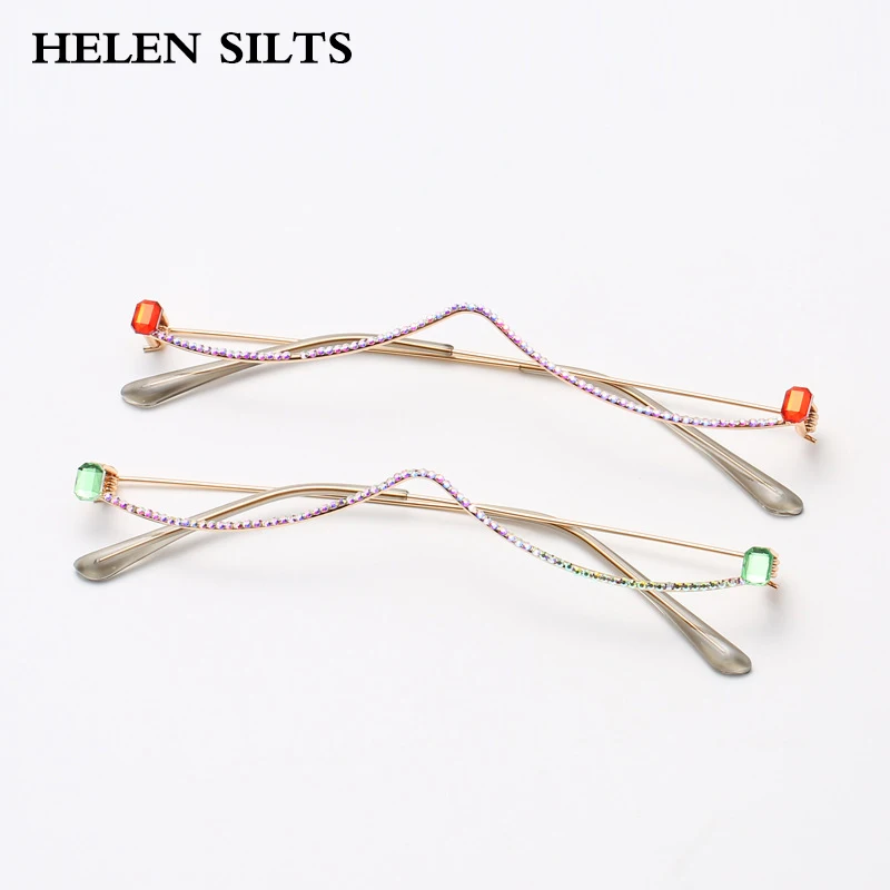 

Cool Women Fashion Crystal Sunglasses Frames Luxury Ddiamond Decoration Eyeglasses Frames For Women Alloy Half Frame Glasses H71