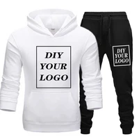 customized logo print hoodies and pants thick sweatshirt comfortable unisex diy logo streetwear tracksuit dropshipping pullovers