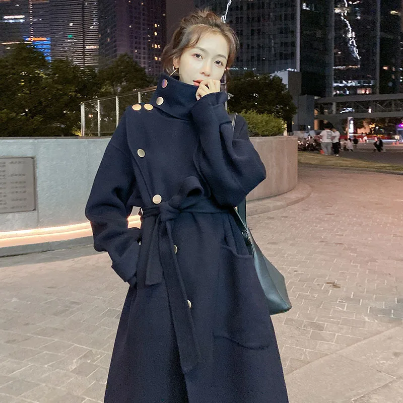 Женское двустороннее кашемировое пальто осенне-зимнее модное темпераментное