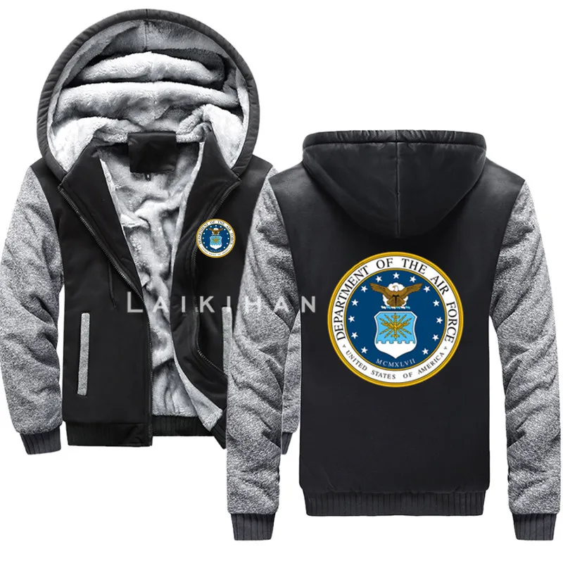 

US Air Force Service Seal Military Veteran Hoodies Winter Camouflage Sleeve Jacket Men Thicken Fleece warm Sweatshirts