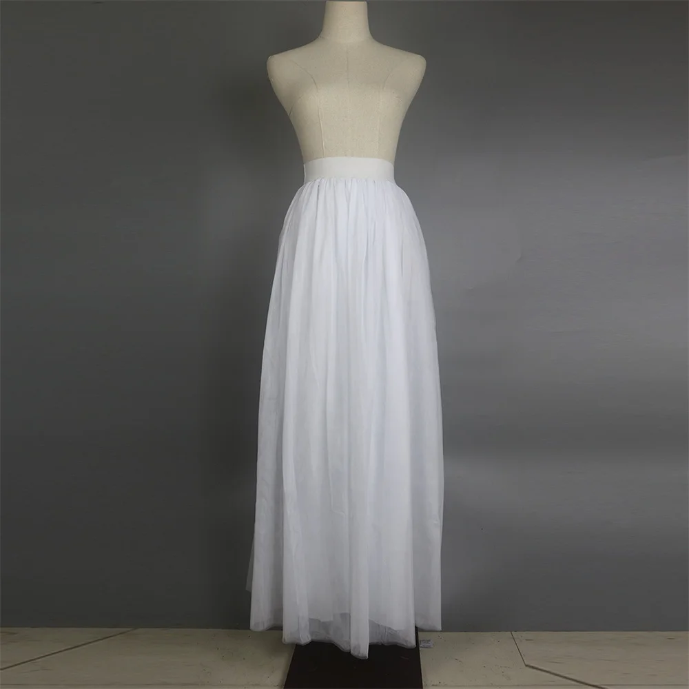 

Maxi Long Tulle Skirt Women 2021 Three-Layer Mesh Ball Gown Skirts Summer Elastic High Waist Adult Tutu Skirts Jupe Longue Femme