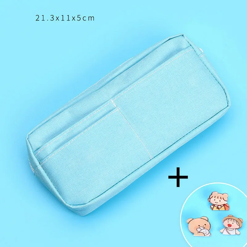 

Kawaii Large Pencil Cases Cute Stationery Pen Storage Canvas Pen Bag Soild Color Pencilcase School Supplies For Girl Kids Gift