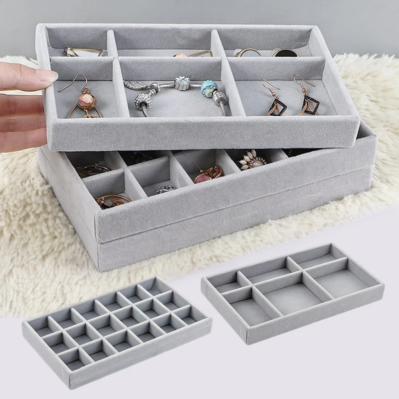 

1pcs earrings earrings necklace jewelry storage flannel tray desktop jewelry display storage box flannel storage tray J7A6905