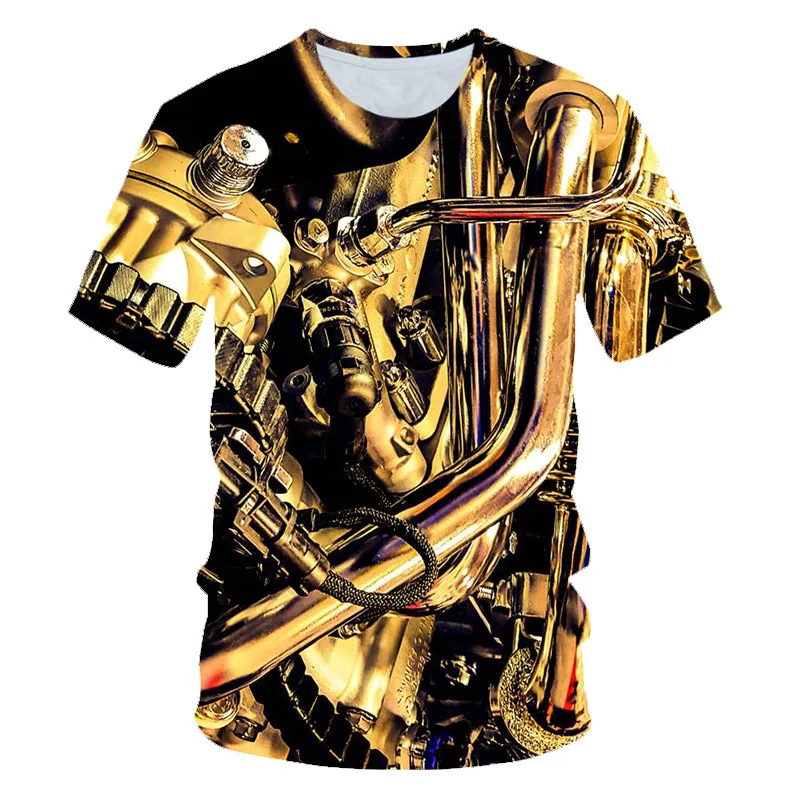 

Summer 3D men's t-shirt Motorcycle internal T-shirt Punk Clothing Retro Clothes Mechanical Tshirt Tops Tees Men Funny 3d t-shirt