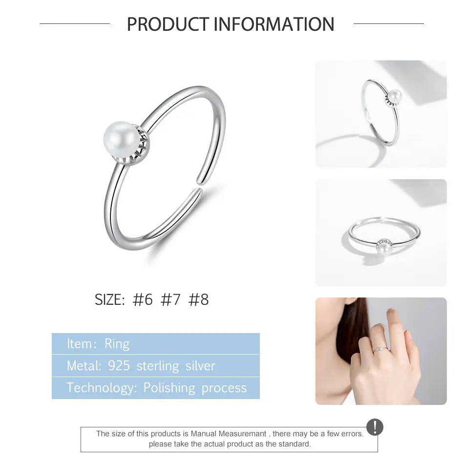 Женское регулируемое кольцо из серебра 925 пробы с искусственным жемчугом|Кольца|