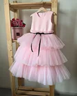 Пользовательские Розовые платья для маленьких девочек, детское платье на день рождения, детские костюмы одежды для фотосессии