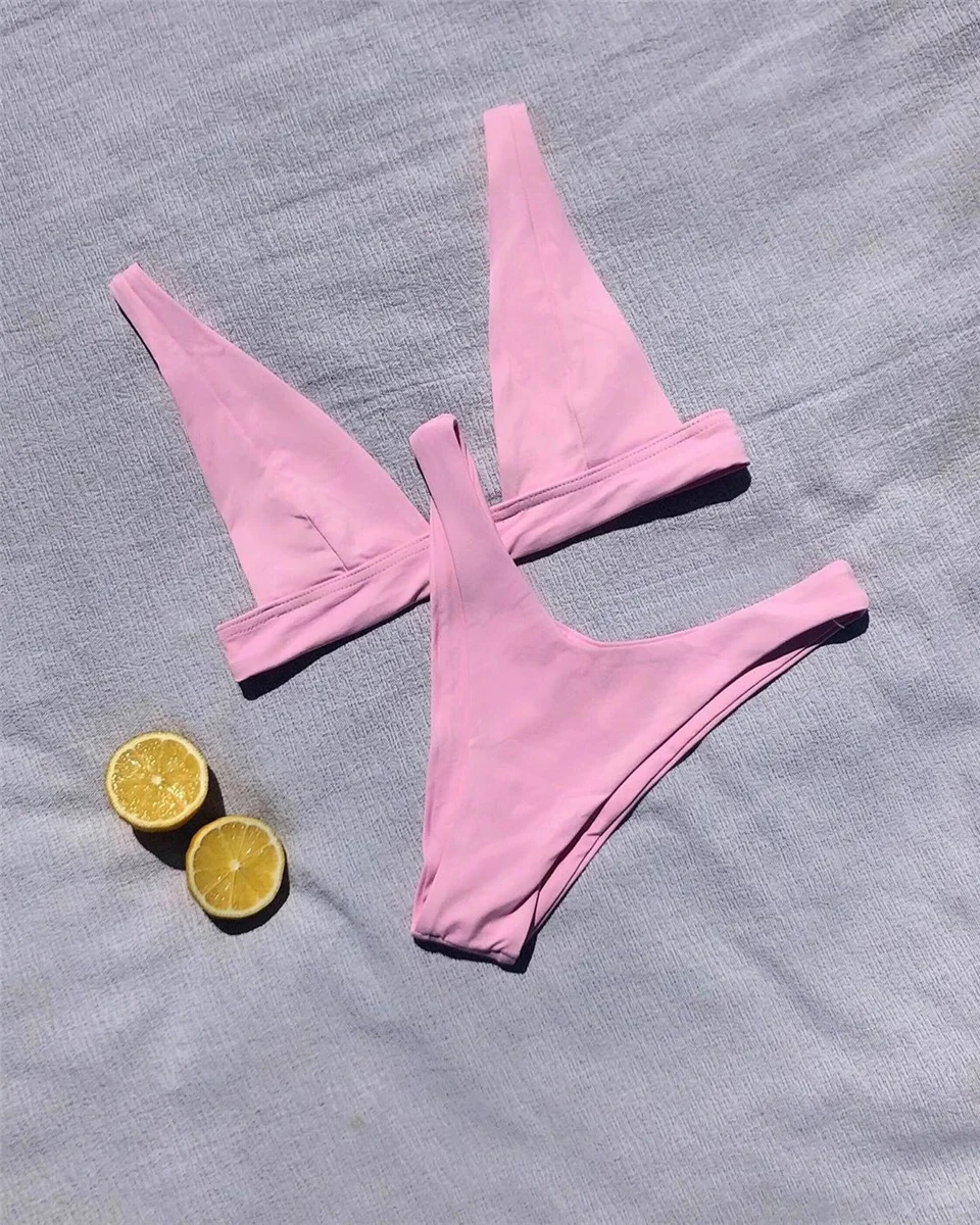 

Sexy High Cut Bikini 2021 Mujer Solid Swimwear Women Swimsuit Micro Bikini Set Push Up Bathing Suit Brazilian Biquinis Swim Suit