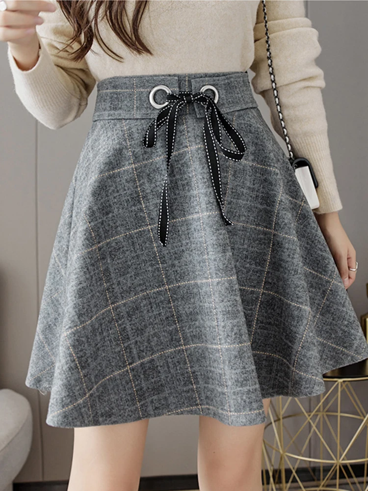 

Женская мини-юбка в клетку TIGENA, короткая клетчатая трапециевидная юбка с высокой талией в винтажном стиле, в стиле преппи, Осень-зима 2021