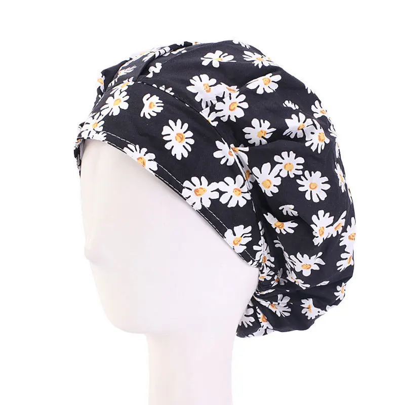 

Adjustable Beauty Salon Care Round Cap New Unisex Floral Scrub Nurse Hat Laboratory Pet Shop Nurse Doctor Working Caps Hot