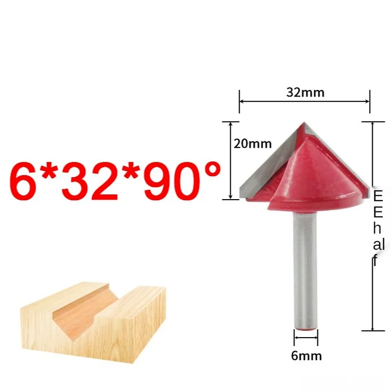 

Quality 32mm V Shape Milling Cutter 90 Degree Wood Router Bits CNC End Mills 6mm Shank for Woodworking Trimming Engraving Bit