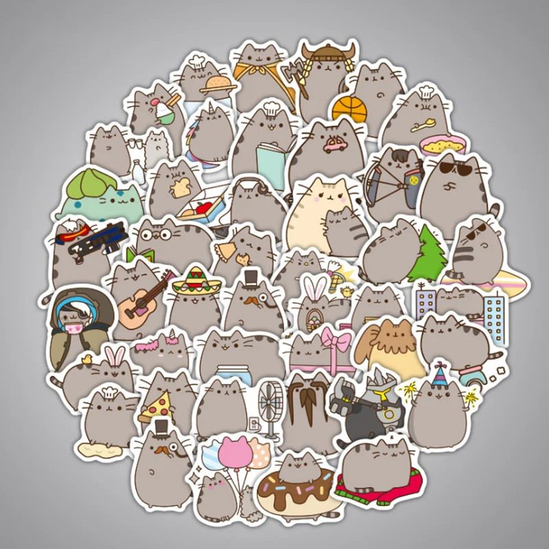 

10/30/50PCS Cartoon Cute Fat Cat Car Skateboard Guitar Notebook Suitcase Waterproof Sticker Graffiti Decoration Toy Wholesale