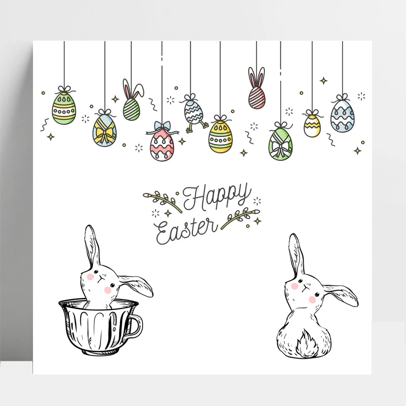 

AZSG Easter egg Anima Clear Stamps For DIY Scrapbooking Rubber Stamp/ Seal Paper Craft Clear Stamp Card Making