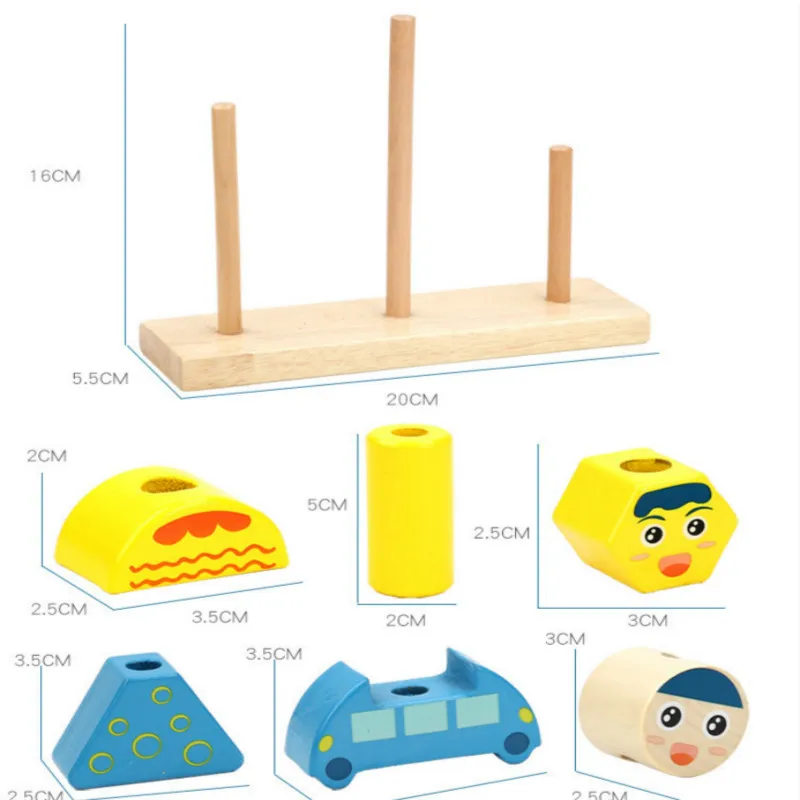 

Creative Building Blocks Day and Night Stacking High Wooden Early Education Puzzle Shape Matching Spell Plug Sleeve Column