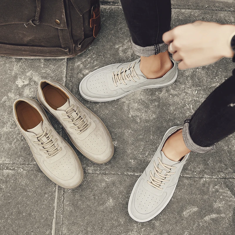 

Luxury Brand Men Shoes suede cow Leather Casual Shoes outdoor Mens Krasovki Spring Autumn Lace Up Men Tenis Fashion Sneakers a4