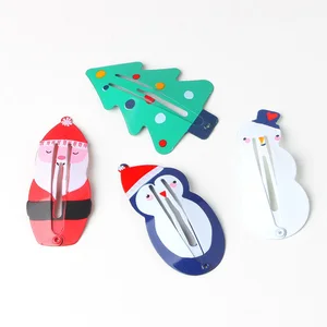 Детские заколки для волос, 2 шт., новогодние Мультяшные заколки для волос с милым снеговиком и деревом, аксессуары для волос для девочек, детские заколки для волос в стиле принцессы