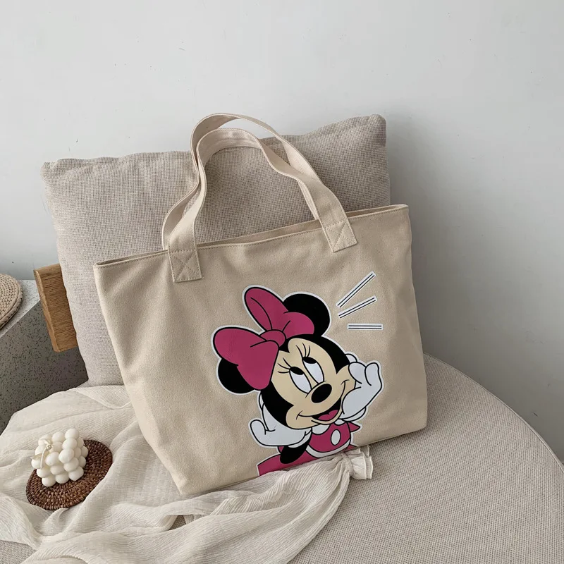 

Disney cartoon Mickey Minnie high-capacity student art canvas ladies shoulder bag wild travel shopping storage bag