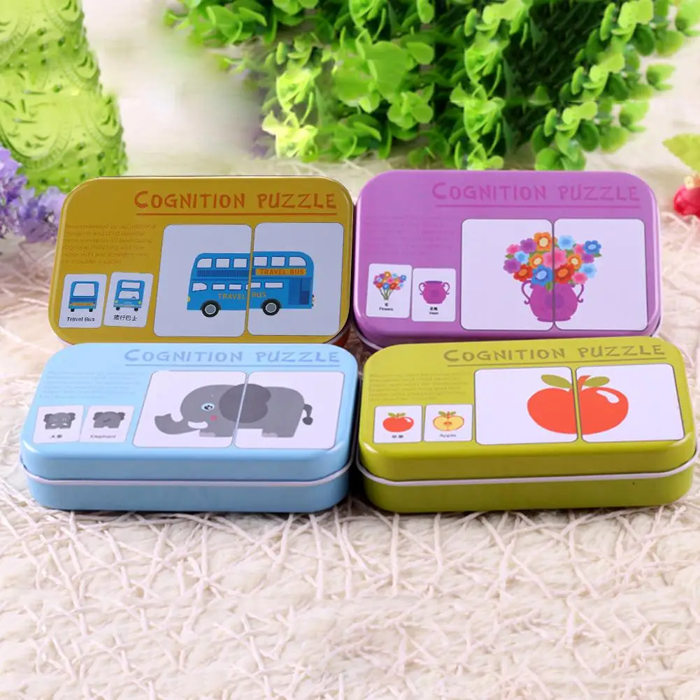 Детские познавательные пазлы игрушки для малышей железная коробка карты
