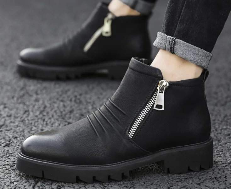 Новые Стильные Мужские модельные ботинки на молнии Модные мужские ботильоны
