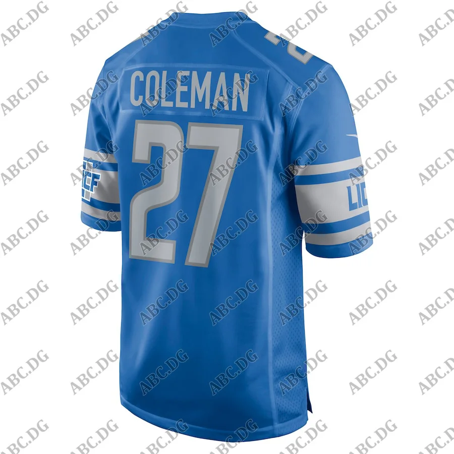 

Customized Stitch American Football Jersey Men Women Kid Youth Detroit Justin Coleman Blue Game Jersey