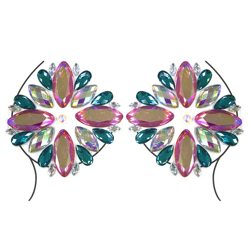 Наклейки на грудь с узором в виде сердечек цветные стразы наклейки для женщин