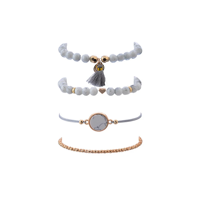 4 шт./компл. популярные модные браслеты наборы из натуральных камней бусины