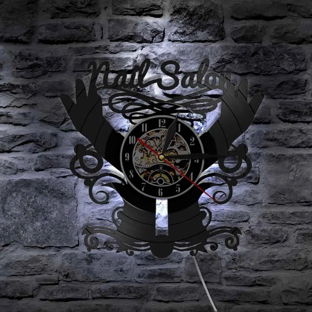 Виниловые часы для маникюрного салона кварцевые настенные студии красоты