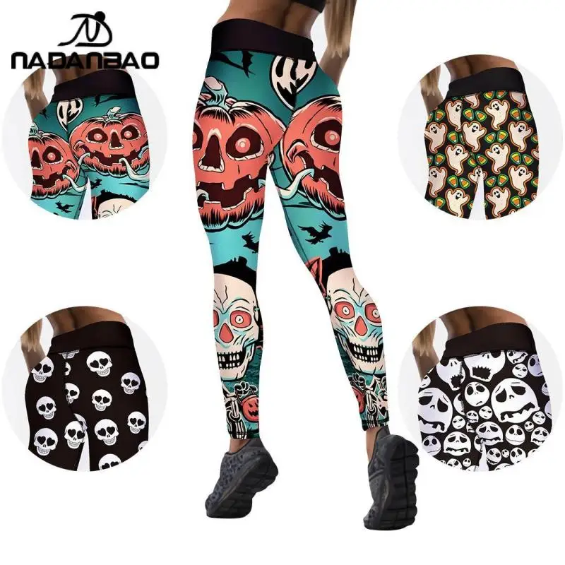 

Женские леггинсы с принтом черепа, со средней посадкой