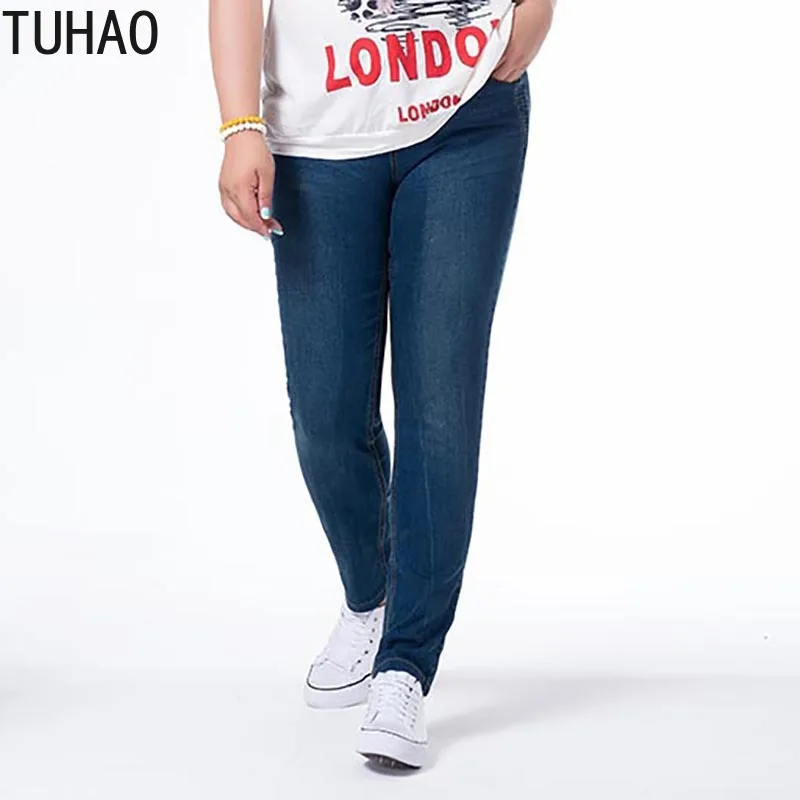 TUHAO женские джинсы больших размеров 7XL 6XL 5XL 4XL повседневные брюки с высокой талией