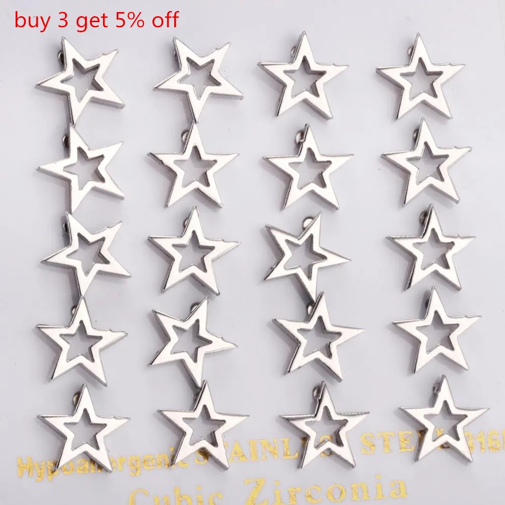 Маленькие серьги гвоздики LUXUKISSKIDS EA112001G 10 парт/лот|star studs|star starstud star |