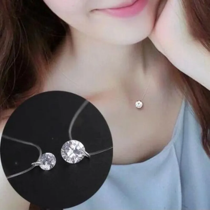 Ожерелья с кулоном из циркония ослепительное невидимое ожерелье хрустальной