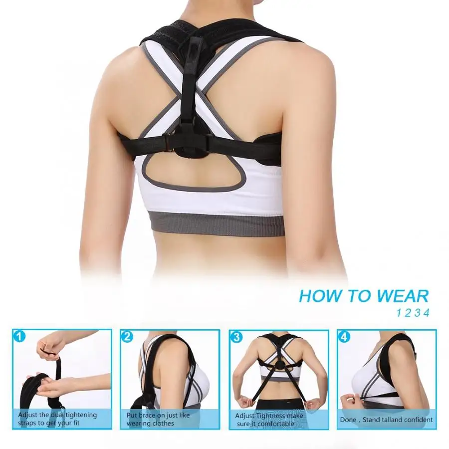 Yosoo Posture Corrector Brace Upper Back Neck Shoulder Support Adjustable Straps Braces Supports Belt Fitness Safety | Спорт и