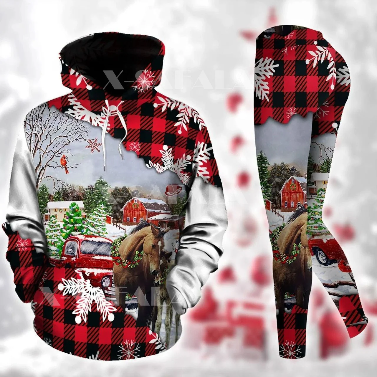 

Рождественская комбинированная толстовка с 3D-принтом лошади, леггинсы с высокой талией, женская верхняя одежда, леггинсы, пуловер с капюшон...